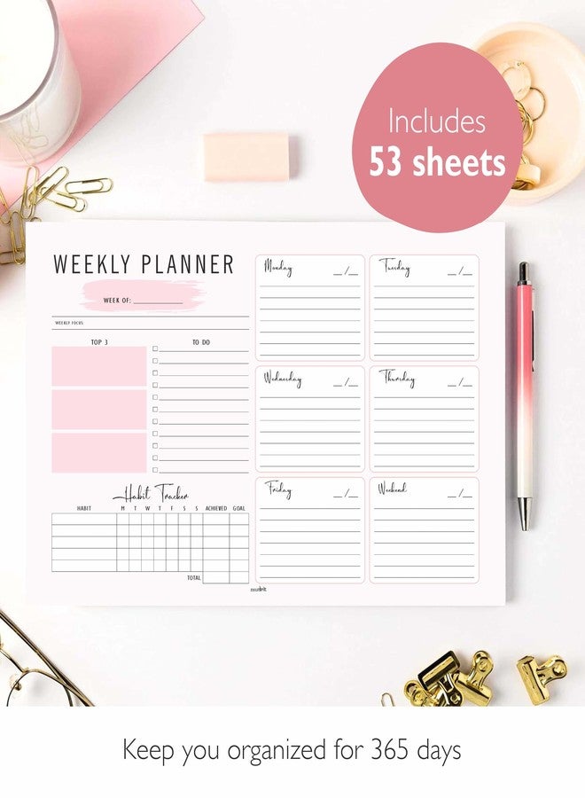 mudrit Weekly Planner Notepad Tear Off Premium 53 Thick A4 Paper Sheets, Weekly To Do List, Daily To Do List, Habit Tracker, Academic 8.5 x 11 - Image 3