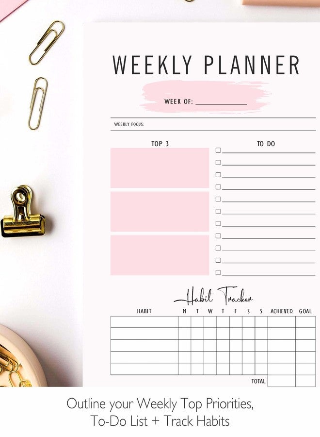 mudrit Weekly Planner Notepad Tear Off Premium 53 Thick A4 Paper Sheets, Weekly To Do List, Daily To Do List, Habit Tracker, Academic 8.5 x 11 - Image 5
