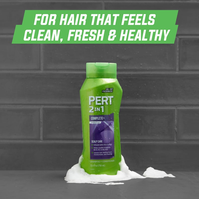 PERT 2 in 1 Complete Plus Scalp Care Shampoo and Conditioner - Itchy Scalp Treatment - Sulfate Free Shampoo and Conditioner for Healthy Hair - 25.4 oz - Image 2