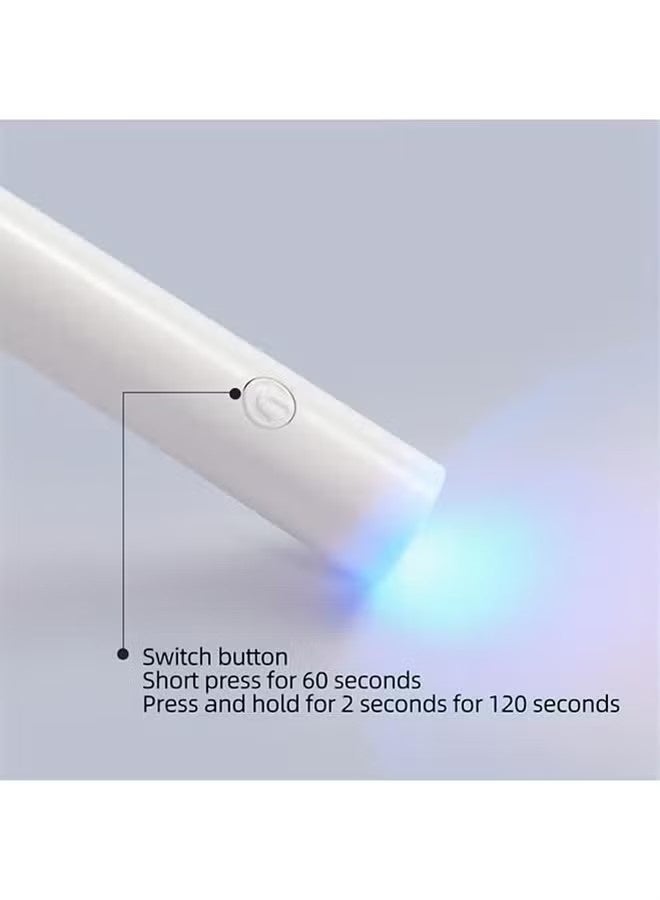 ضوء يو في محمول صغير للأظافر الهلامية، مصباح أظافر LED محمول، مجفف أظافر USB قابل لإعادة الشحن، مصباح تجفيف جل محمول، مجفف أظافر صغير للاستخدام الذاتي في المنزل والسفر (أبيض) - Image 4