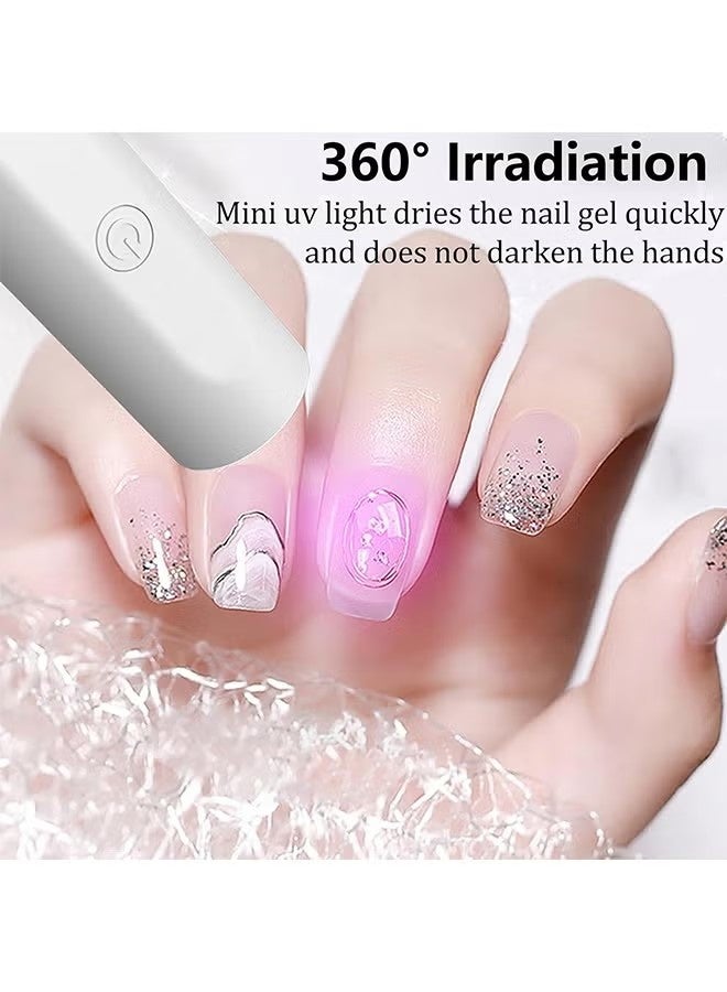 ضوء يو في محمول صغير للأظافر الهلامية، مصباح أظافر LED محمول، مجفف أظافر USB قابل لإعادة الشحن، مصباح تجفيف جل محمول، مجفف أظافر صغير للاستخدام الذاتي في المنزل والسفر (أبيض) - Image 2