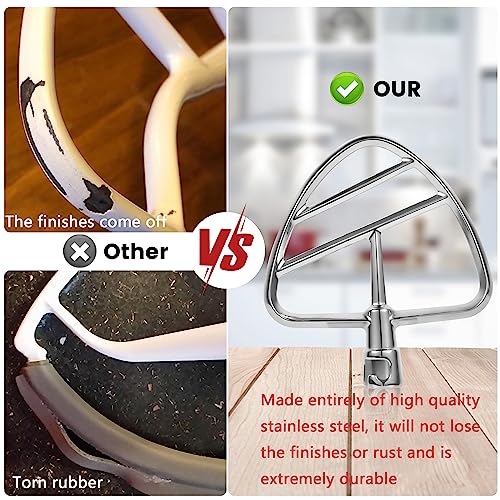 RAFBAR Beater Blade for Kitchenaid Mixer Tilt-head 4.5-5.0 Qt Stand Mixers, Stainless Steel Dishwasher Safe, Perfect Pastry Paddle Attachment - Image 2