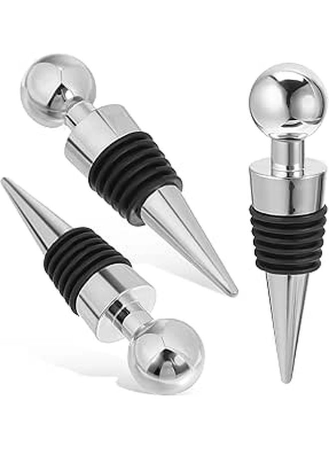 3Pcs Reusable Wine Bottle Stoppers with Ball Handle for Beer and Beverage Freshness - Image 1