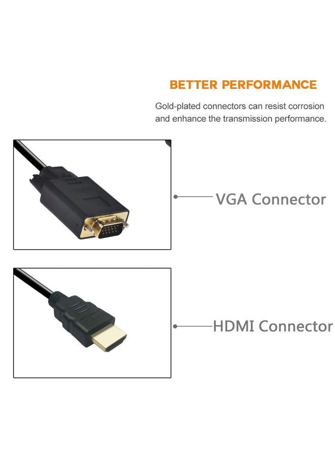 PeoTRIOL محول HDMI إلى VGA، PeoTRIOL HDMI ذكر إلى VGA ذكر M/M محول كابل فيديو يدعم دقة 1080P كاملة من منفذ HDMI إلى شاشات VGA D-SUB HD 15 دبوس - 6 قدم/1.8 متر - Image 5