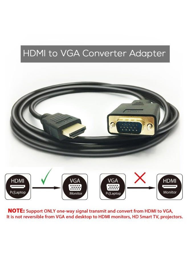 PeoTRIOL محول HDMI إلى VGA، PeoTRIOL HDMI ذكر إلى VGA ذكر M/M محول كابل فيديو يدعم دقة 1080P كاملة من منفذ HDMI إلى شاشات VGA D-SUB HD 15 دبوس - 6 قدم/1.8 متر - Image 3