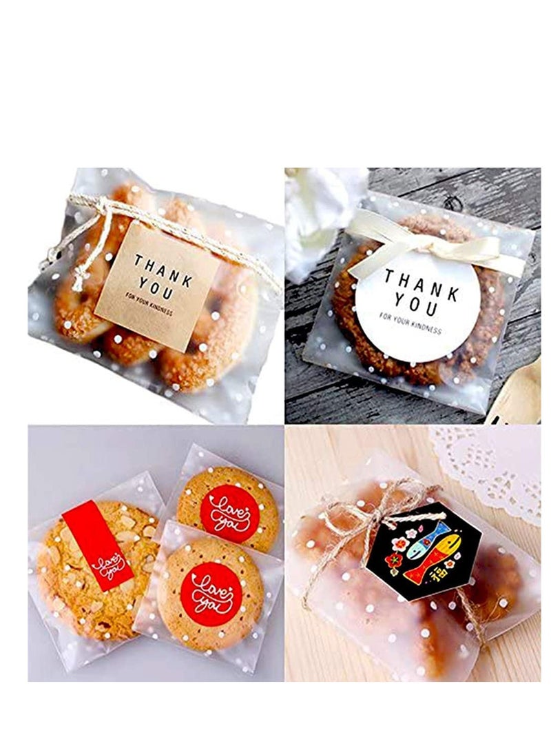 300Pcs Clear Cello Cellophane Bags Self Adhesive Thank You Plastic Bags for Bakery Candle Soap Cookie Candies Dessert Holiday New Year Party Favors - Image 2