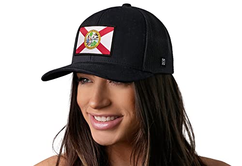 HAKA Florida Flag Black Trucker Hat – Florida Mesh Snapback Cap for Men, & Women Golf Baseball Dad Hat - Image 4