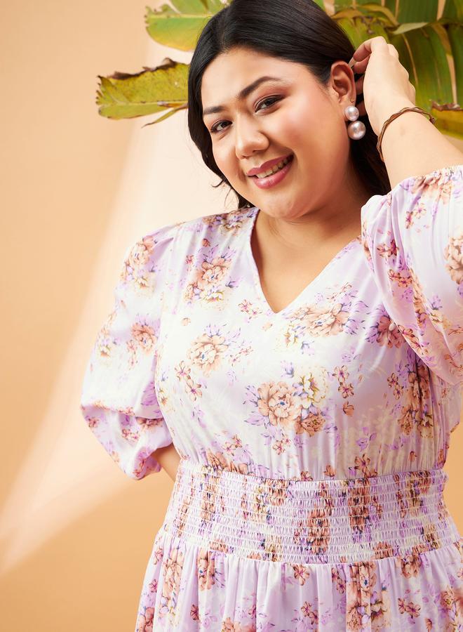 ساسافراس فستان سموك بنقشة الزهور - Image 4