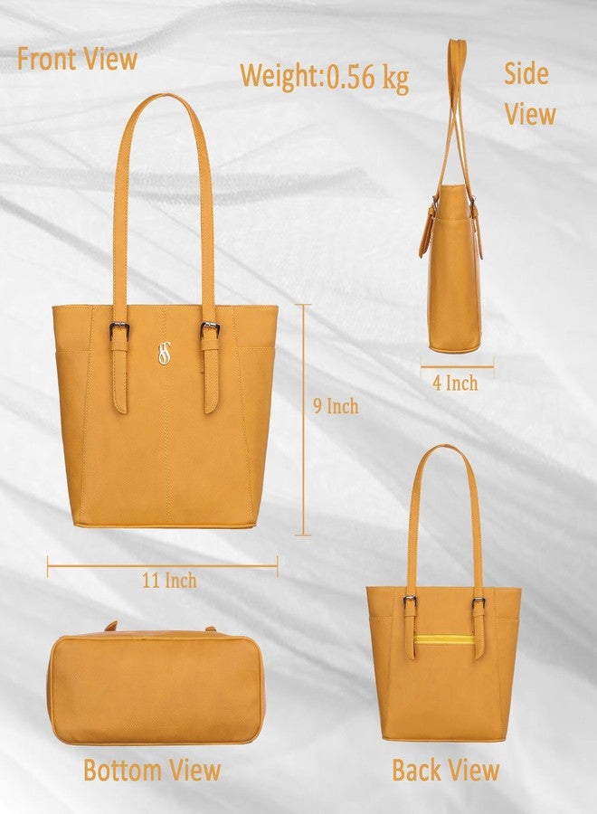 Fostelo Women's Charlotte Satchel Tote Handbag for Women | Ladies Purse | Stylish Shoulder Bag | Gift For Women | Yellow - Image 3