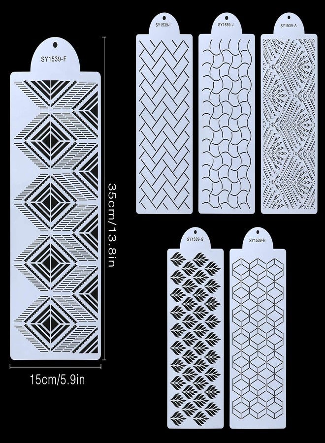 Selftek 6 Pcs Cake Decorating Stencils Cookie/Cake Painting Templates Printing Hollow Lace Molds Baking Decorating Tools Fondant Impression for Wedding Birthday Party Graduation Dessrt Making - Image 2