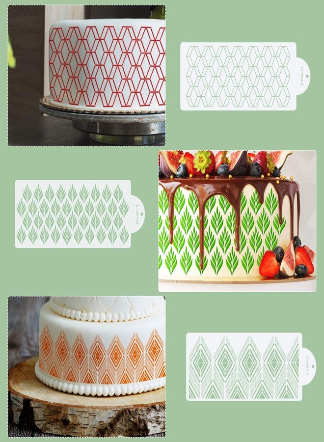 Selftek 6 Pcs Cake Decorating Stencils Cookie/Cake Painting Templates Printing Hollow Lace Molds Baking Decorating Tools Fondant Impression for Wedding Birthday Party Graduation Dessrt Making - Image 4