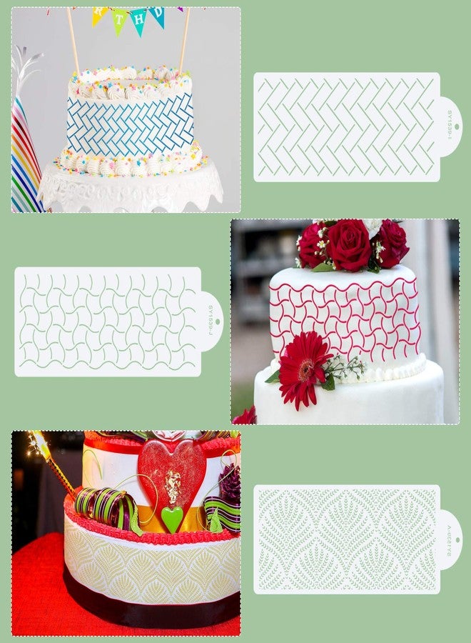 Selftek 6 Pcs Cake Decorating Stencils Cookie/Cake Painting Templates Printing Hollow Lace Molds Baking Decorating Tools Fondant Impression for Wedding Birthday Party Graduation Dessrt Making - Image 5