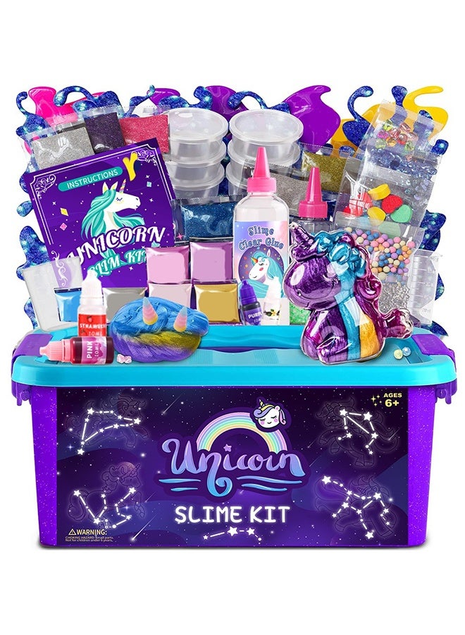 Beauenty Unicorn Slime Set, suitable for making butter slimes, glitter and galaxy slimes, stress relieving toys, suitable for girls and boys aged 6-12 (Unicorn slime) ﻿ - Image 1