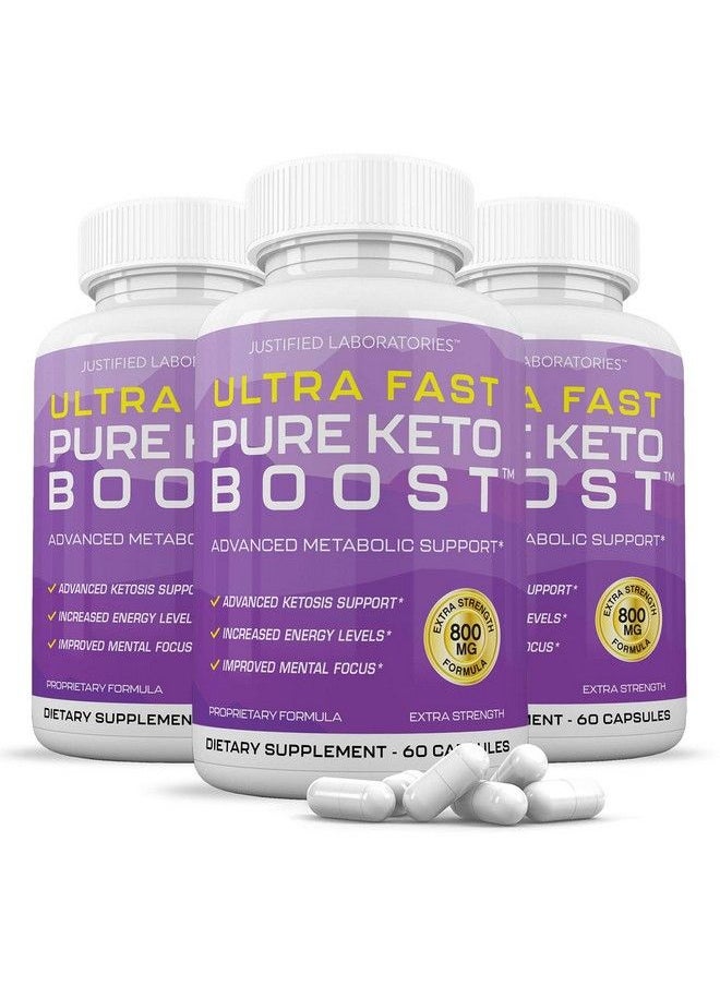 Justified Laboratories - Ultra Fast Pure Keto Boost Pills Advanced Bhb Ketogenic Supplement Exogenous Ketones Ketosis For Men Women 60 Capsules 3 Bottles - Image 1