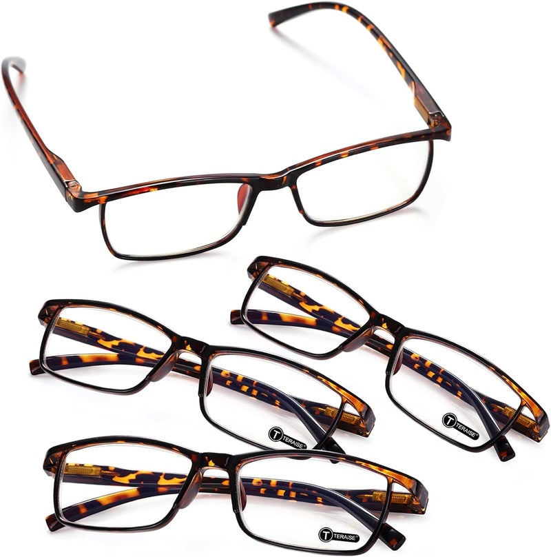 TERAISE Anti- UV Reading Glasses 4 Pairs Blue Light Blocking Reader Womens Mens, Leopard, 1.5x - Image 1
