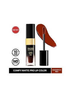 Faces Canada Comfy Matte Pro Liquid Lipstick - Magnifico Red 01, 5.5 ml | 10HR Longstay | Intense Color | Macadamia Oil & Olive Butter Infused | Lightweight Super Smooth  - Image 2