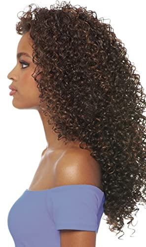 Outre DOMINICAN CURLY BUNDLE HAIR (2 Dark Brown) Batik Quick Weave Synthetic Half Wig - Image 2