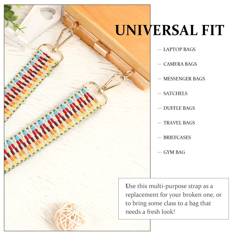 Wide Shoulder Strap Adjustable Ethnic Style Printing Replacement Belt Cross body Handbag Purse Strap - Image 2