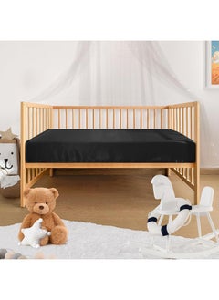 Pro Goleem Pro Goleem Satin Soft Crib Sheet Great for Baby with Sensitive Hair Silky Baby Mattress Sheet Black 52’’x28’’x8’’ Unisex Fitted Sheet Gift for Boys and Girls  - Image 4