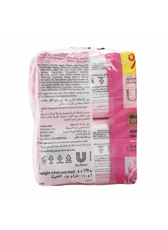 Lux Glowing Skin Soap, Soap Set with Rose Fragrance- 6X170gms - Image 2