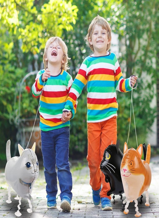 CCOZN 9 Pcs Walking Cat Balloons with 3 Ribbons - Mylar Foil Long Animal Balloons for Cat Theme Birthday Party Decorations - Image 3