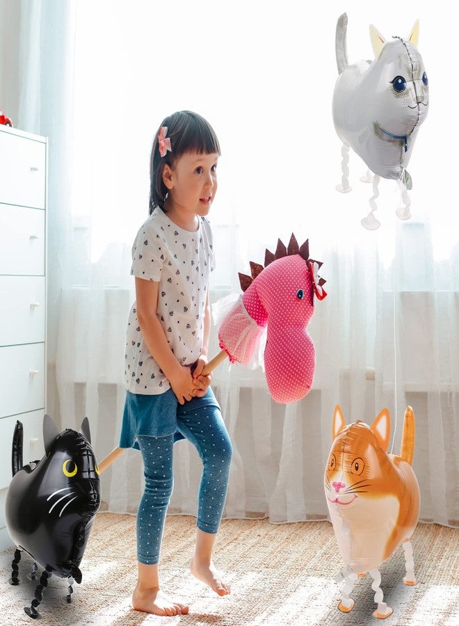 CCOZN 9 Pcs Walking Cat Balloons with 3 Ribbons - Mylar Foil Long Animal Balloons for Cat Theme Birthday Party Decorations - Image 4