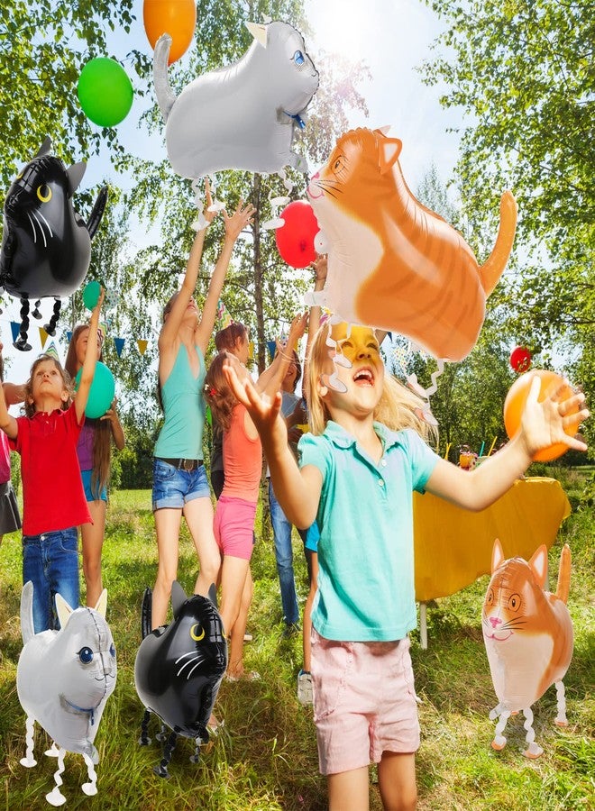 CCOZN 9 Pcs Walking Cat Balloons with 3 Ribbons - Mylar Foil Long Animal Balloons for Cat Theme Birthday Party Decorations - Image 5