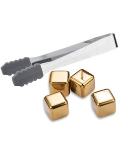 HomarKet 4-Piece Stainless Steel Whisky Stones Ice Cubes with Clamp  - Image 1