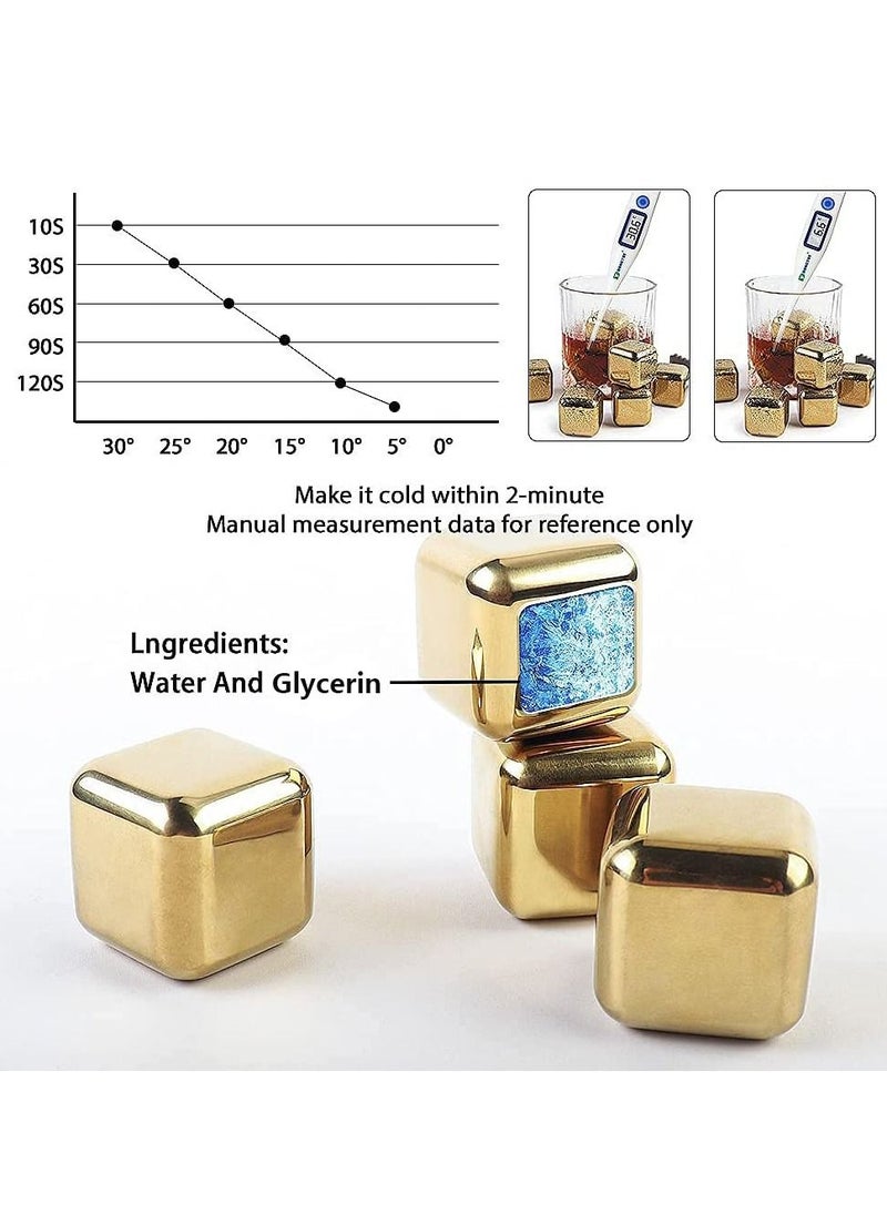 HomarKet 4-Piece Stainless Steel Whisky Stones Ice Cubes with Clamp  - Image 4