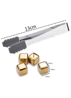 HomarKet 4-Piece Stainless Steel Whisky Stones Ice Cubes with Clamp  - Image 2
