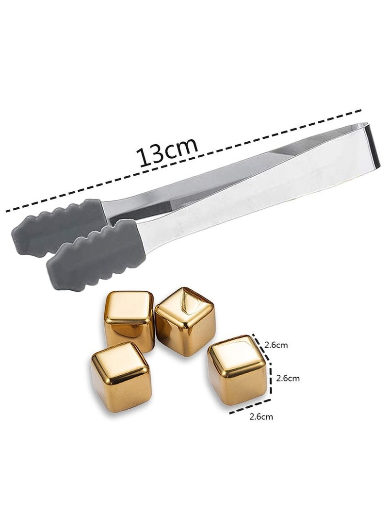 HomarKet 4-Piece Stainless Steel Whisky Stones Ice Cubes with Clamp  - Image 2