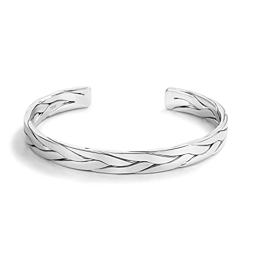 H&Beautimer 925 Sterling Silver Bracelet 7.8-9.3MM Pattern Bracelet For Women Men-Party Charm Jewelry Gift-Unisex Original Silver Open Bangle Free Adjustment (Width 7.8MM, Free Adjustment) - Image 1