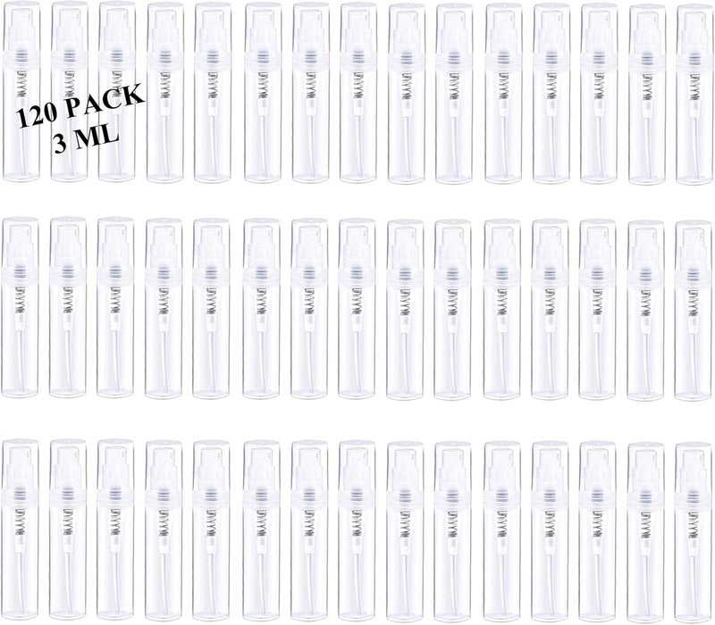 Csdtylh Mini Clear Plastic Spray Bottle Portable Cute Perfume Mouthwash Atomizer for Cleaning, Travel, Essential Oils, Perfume 120Pcs 3ml … - Image 1