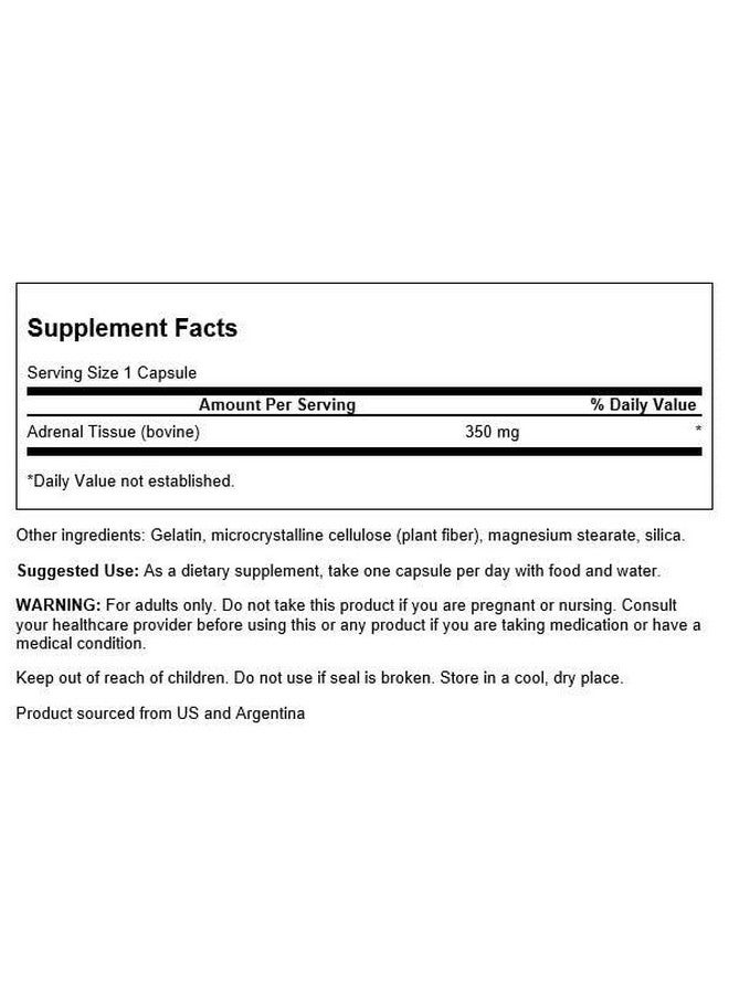 Swanson Adrenal Glandular 350 Mg 60 Capsules - Image 2