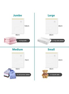 CASILDA Casilda Premium Vacuum Storage Bags with Hand Pump for Home, Travel Storage Space Saver! Double-Zip Seal for 80% more Space – 2S+2M+2L+2J, Set of 8  - Image 2