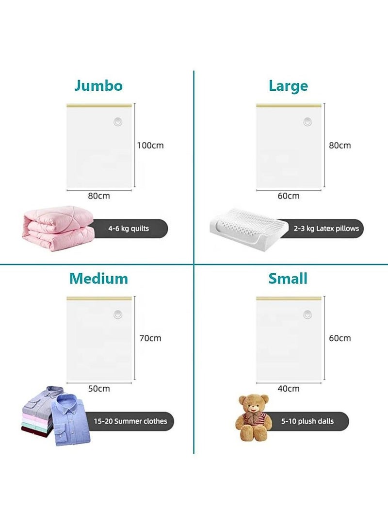 CASILDA Casilda Premium Vacuum Storage Bags with Hand Pump for Home, Travel Storage Space Saver! Double-Zip Seal for 80% more Space – 2S+2M+2L+2J, Set of 8  - Image 2