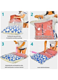 CASILDA Casilda Premium Vacuum Storage Bags with Hand Pump for Home, Travel Storage Space Saver! Double-Zip Seal for 80% more Space – 2S+2M+2L+2J, Set of 8  - Image 3