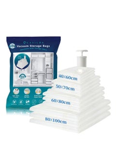 CASILDA Casilda Premium Vacuum Storage Bags with Hand Pump for Home, Travel Storage Space Saver! Double-Zip Seal for 80% more Space – 2S+2M+2L+2J, Set of 8  - Image 1