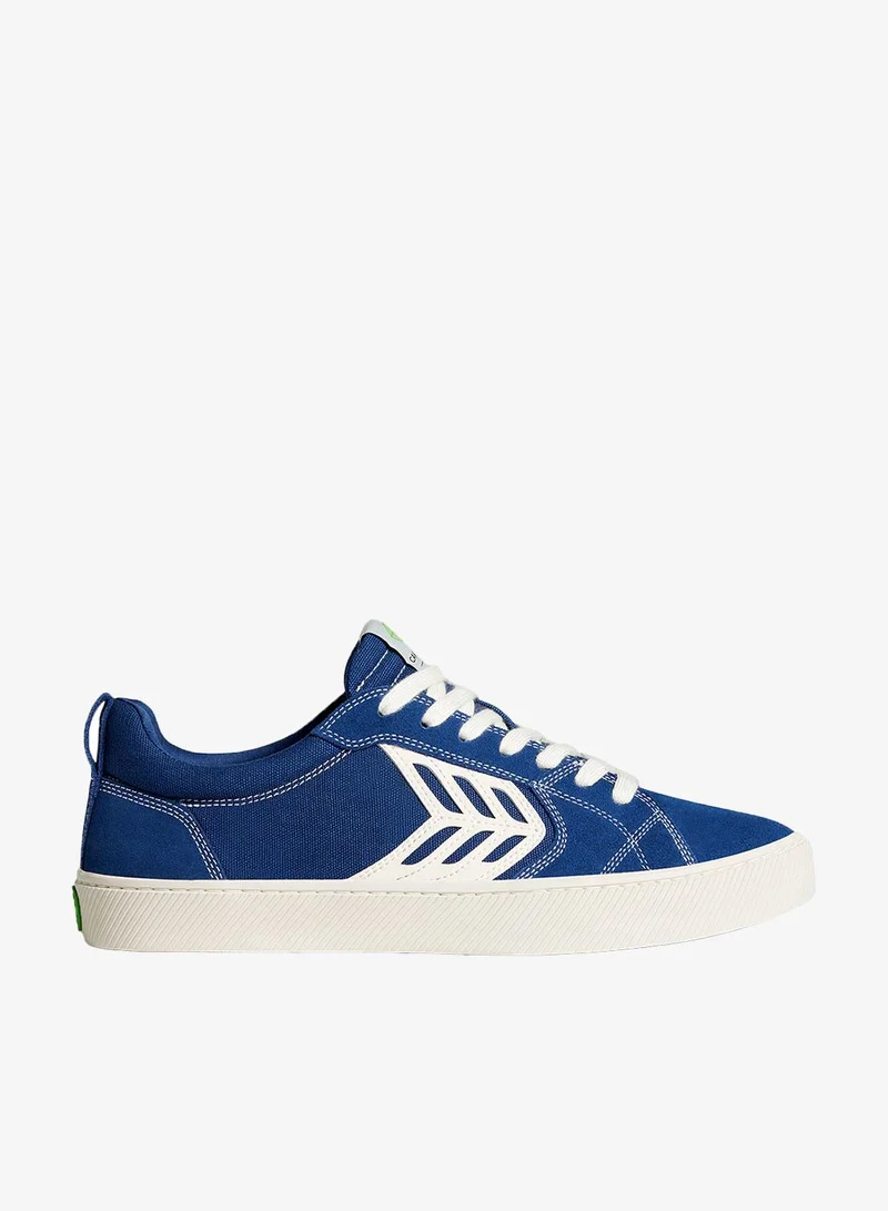 CATIBA PRO Low Mystery Blue Suede and Canvas Contrast Thread Ivory Logo Sneaker