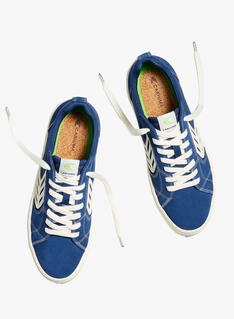 Cariuma  CATIBA PRO Low Mystery Blue Suede and Canvas Contrast Thread Ivory Logo Sneaker  | Best Price UAE