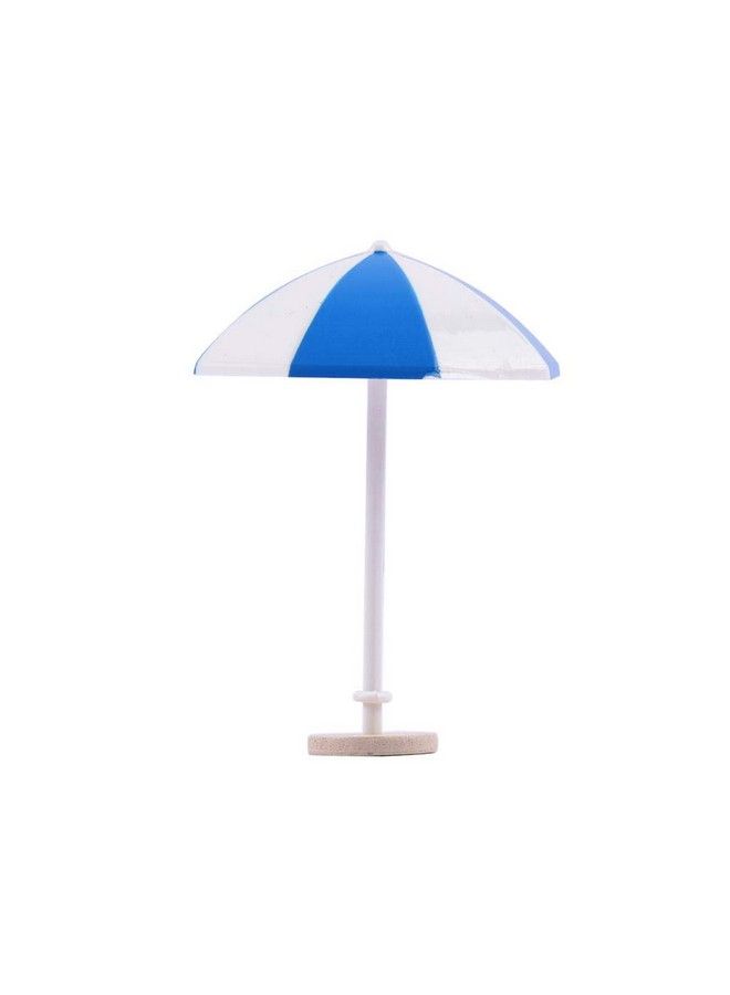 FRECI 1/12 Dollhouse Beach Umbrella Plastic Deck Chair Umbrella Beach Accessories Aquarium Terrariums Decoration Cake Ornaments Blue S - Image 2