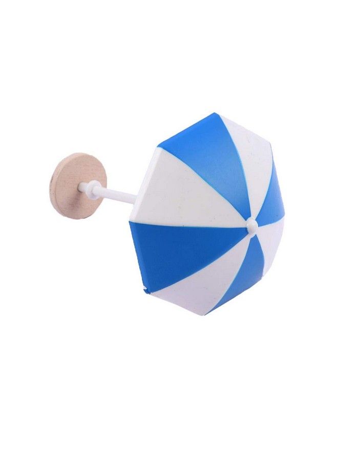FRECI 1/12 Dollhouse Beach Umbrella Plastic Deck Chair Umbrella Beach Accessories Aquarium Terrariums Decoration Cake Ornaments Blue S - Image 5