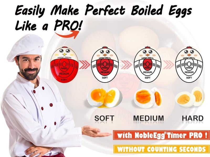 NobleEgg نوبل إيج مؤقت البيض برو لبيض السلق | مؤقت البيض المسلوق الناعم والصلب الذي يتغير لونه عند الانتهاء | خالي من BPA، معتمد - Image 3