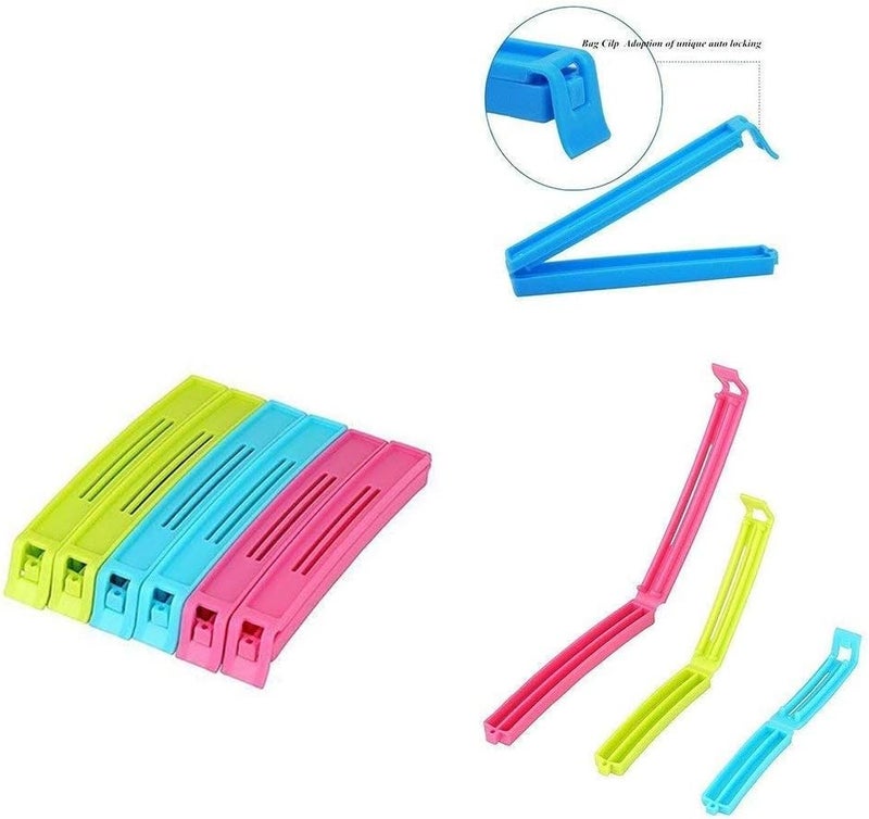 KBS 3 Different Size Plastic Food Snack Bag , Pouch Vacuum Sealer Clips (Set of 18, Multi-Color) - Image 3
