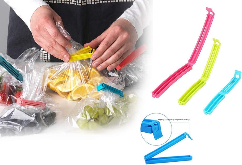 KBS 3 Different Size Plastic Food Snack Bag , Pouch Vacuum Sealer Clips (Set of 18, Multi-Color) - Image 2
