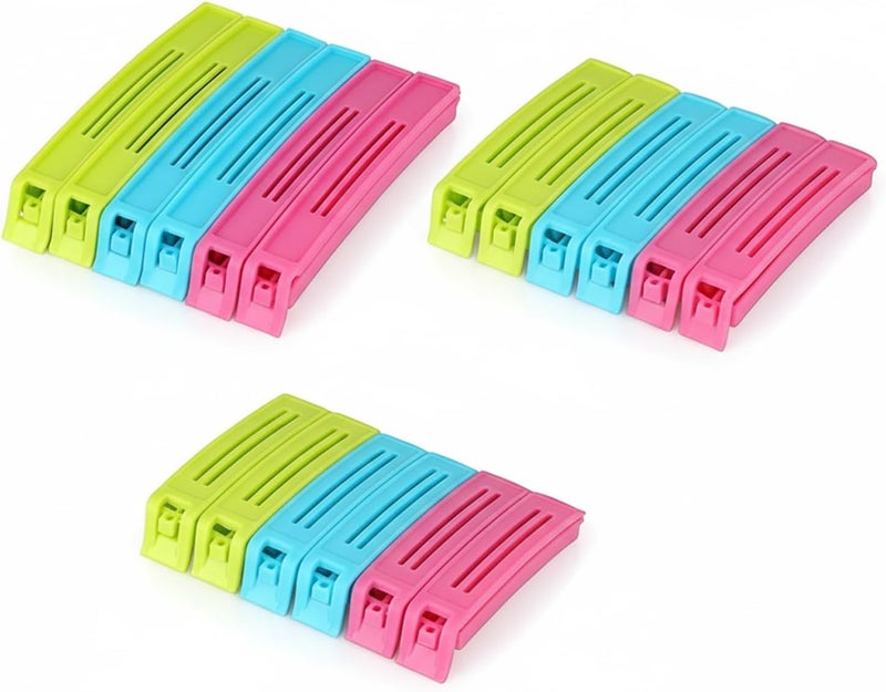 KBS 3 Different Size Plastic Food Snack Bag , Pouch Vacuum Sealer Clips (Set of 18, Multi-Color) - Image 1