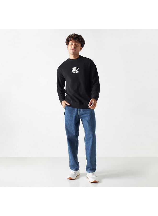 STARTER Starter Logo Print Pique Sweatshirt with Long Sleeves  - Image 2