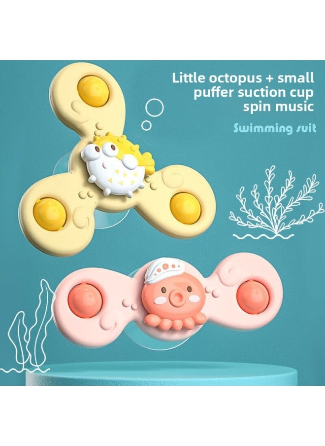 Children's Cartoon Baby Sucker Turning Music Baby Toy Rotating 0-6 Months Newborn 0-3 Years Old Gyro-Color:Little Octopus Little Sucker Spinning Fun With Rattle-Specification:No Specifications  - Image 1