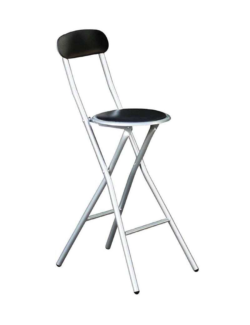 HOMION Colourful Folding Breakfast Round Padded Bar High Chair Stool Kitchen Garden Party Office Stool Seat Free Standing Caravan Camping Easy Folding Chair Bench Black