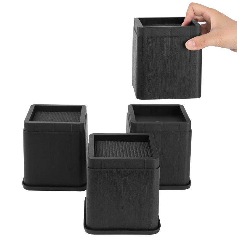 BTSD-home BTSDhome 4 inch or 8 inch Bed Risers Heavy Duty Stackable Furniture Risers Bed Lifts Risers for Couch Sofa Desk or Table Legs Extenders 4 Pack